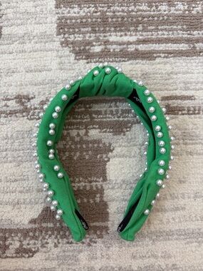 Lele Sadoughi Green Pearl-Trim Padded Headband Like new